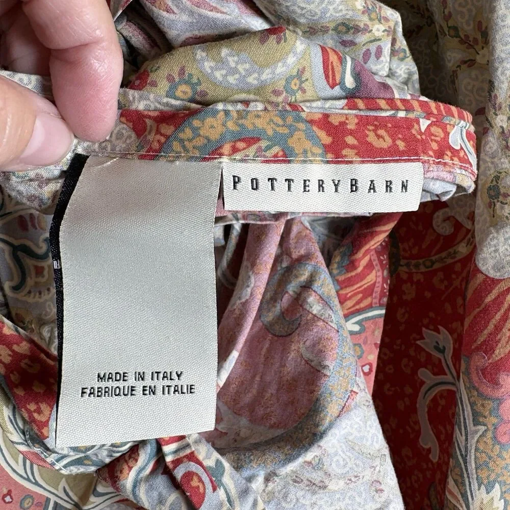 POTTERY BARN Monreal Paisley King Size Duvet Cover Cotton Button Closure Italy